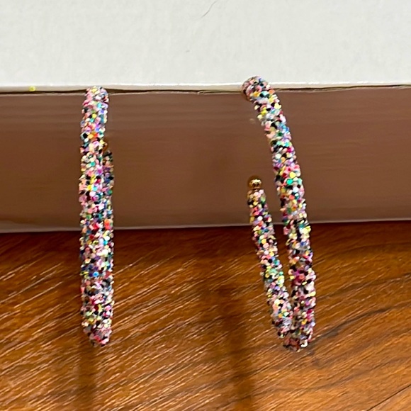 🎉❤️Mona Large Multicolor Glitter Hoop Earrings Jewelry Game Day - Picture 3 of 7